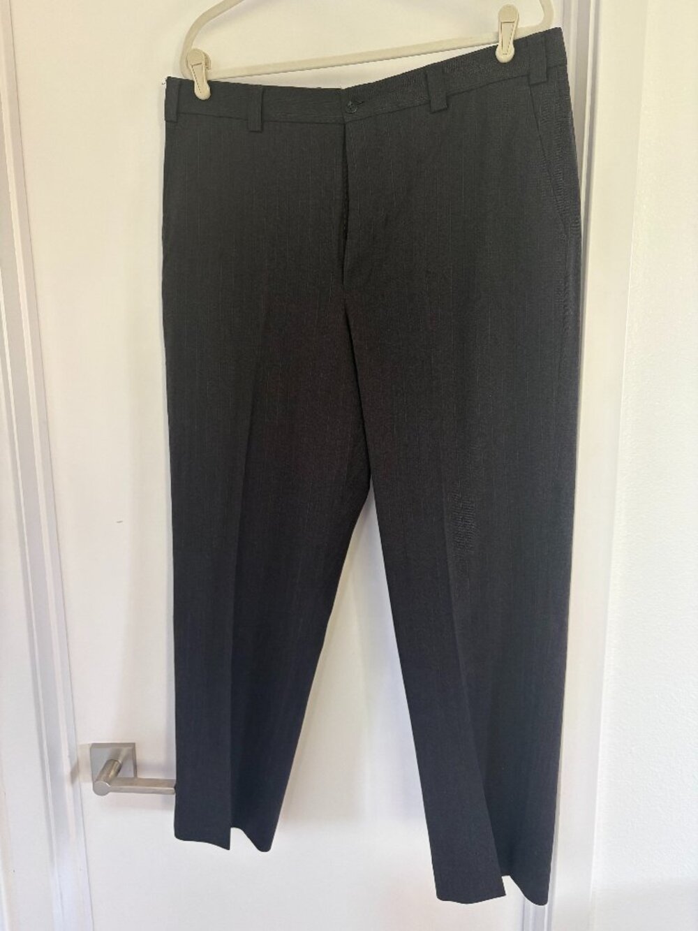 Riviera Sport Charcoal Gray Pinstripe Flat Front Dress Pants Slacks